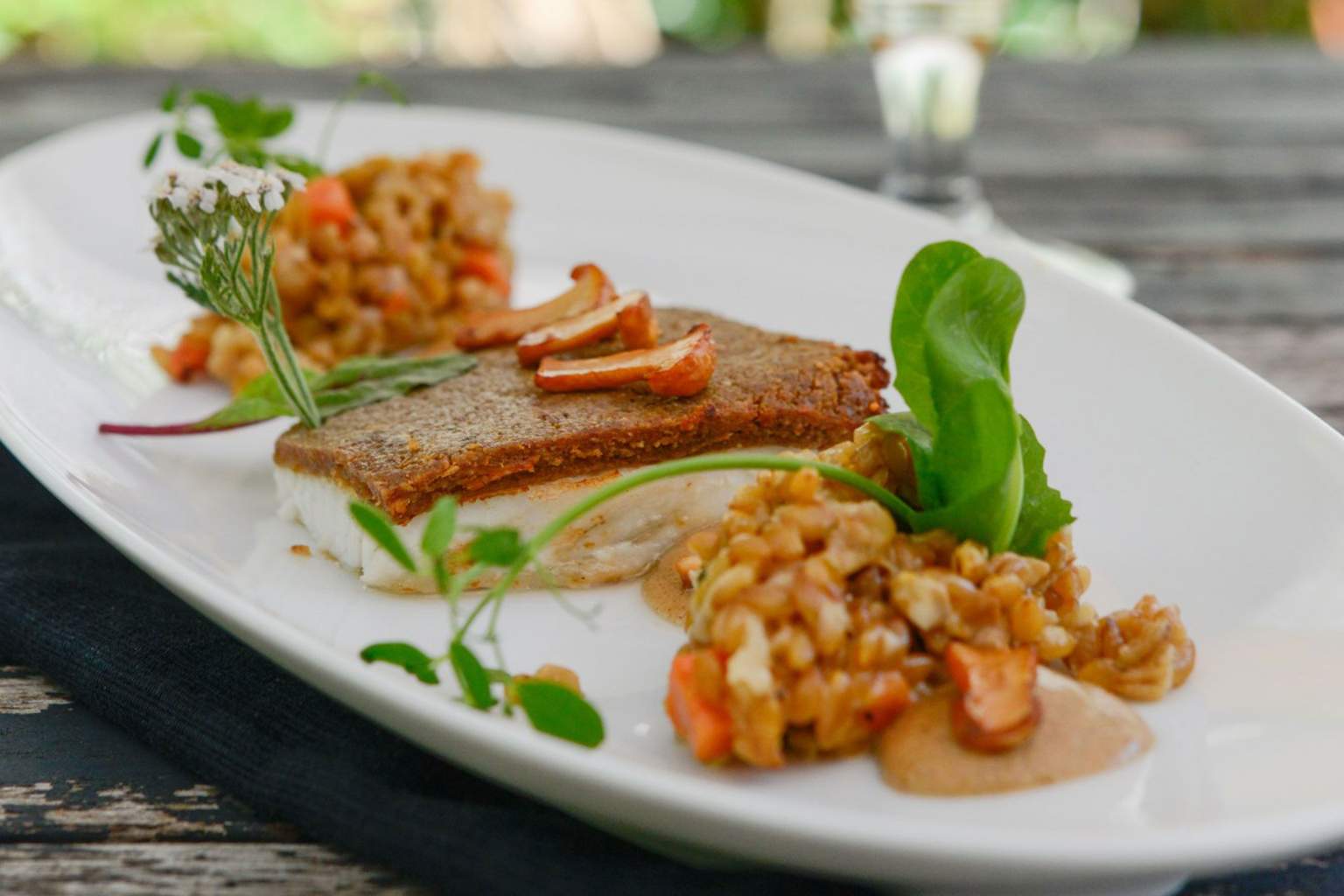 Le turbot rôti à la bière de Wambrechies, risotto de petits légumes de la Ferme Duquesne